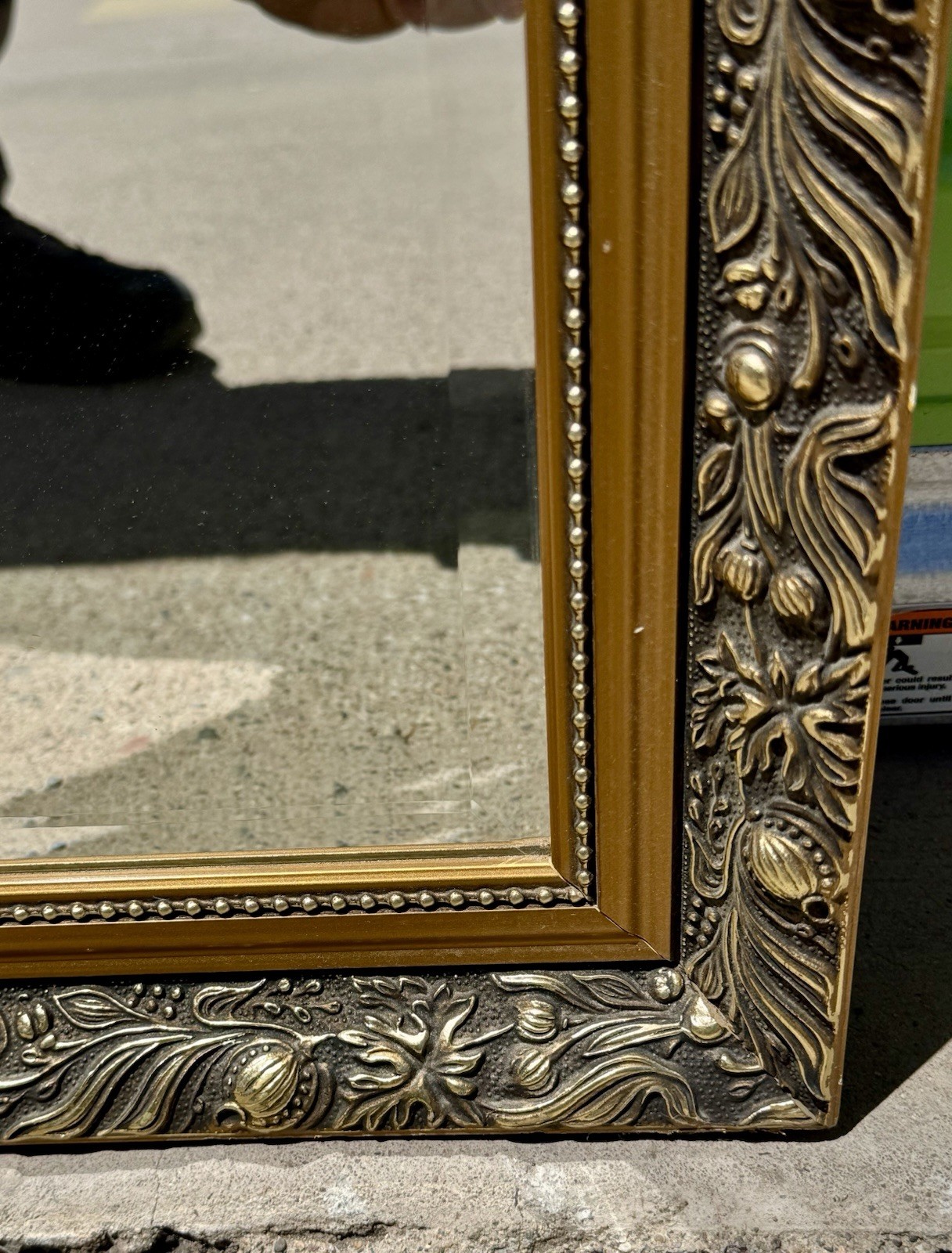 BIG BEVELED BEAUTIFUL MIRROR Large Dahlia 47”x 35” Mfg. in U.K.