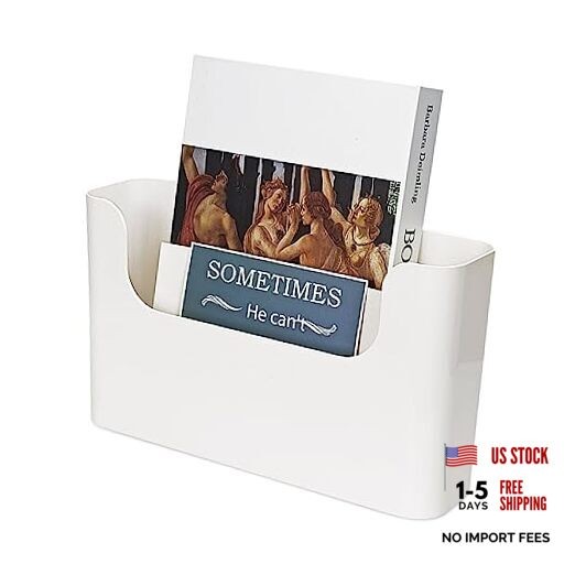 Wall File Holder – White Plastic Wall Mount File Organizer for Office, Home,