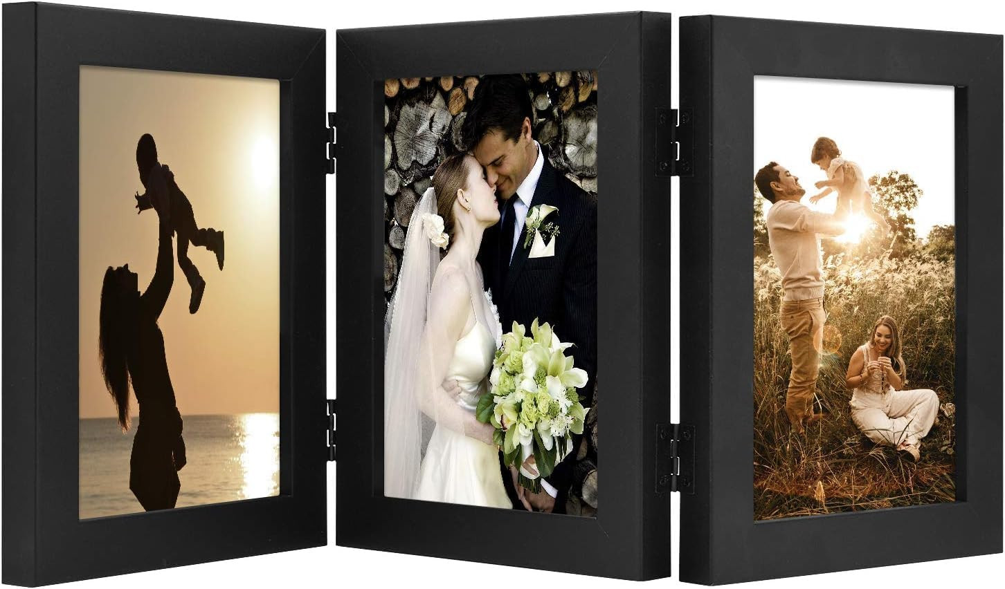 5×7 Three Picture Frame Trifold Hinged Photo Frame with 3 Openings