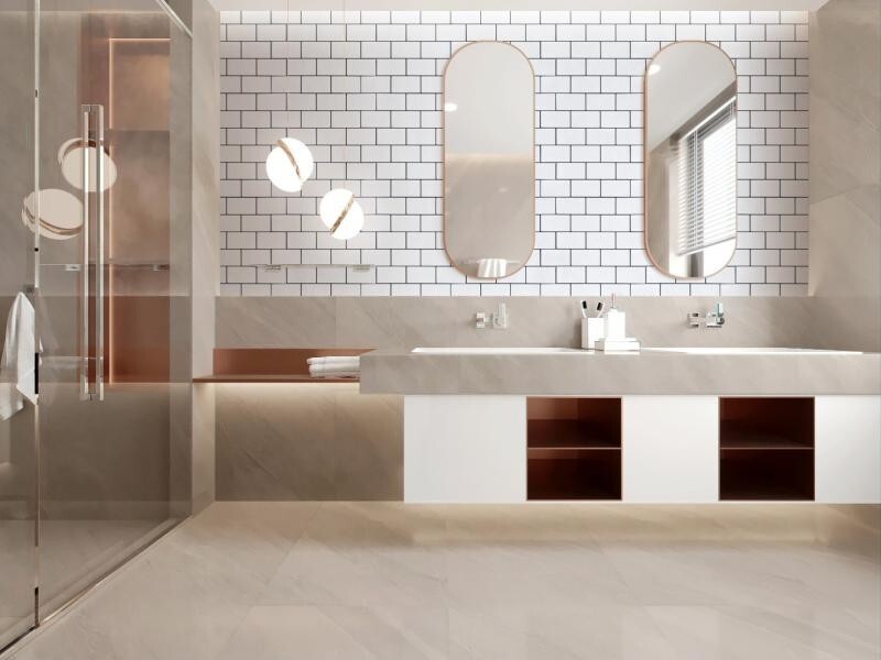5PCS White Brick 3D Wall Stickers – Waterproof Self-Adhesive PU Panels