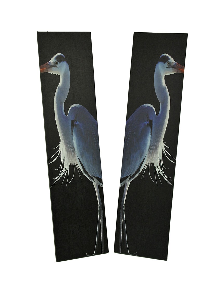 Zeckos 42 in. Twin Herons Black and White Canvas Print Set