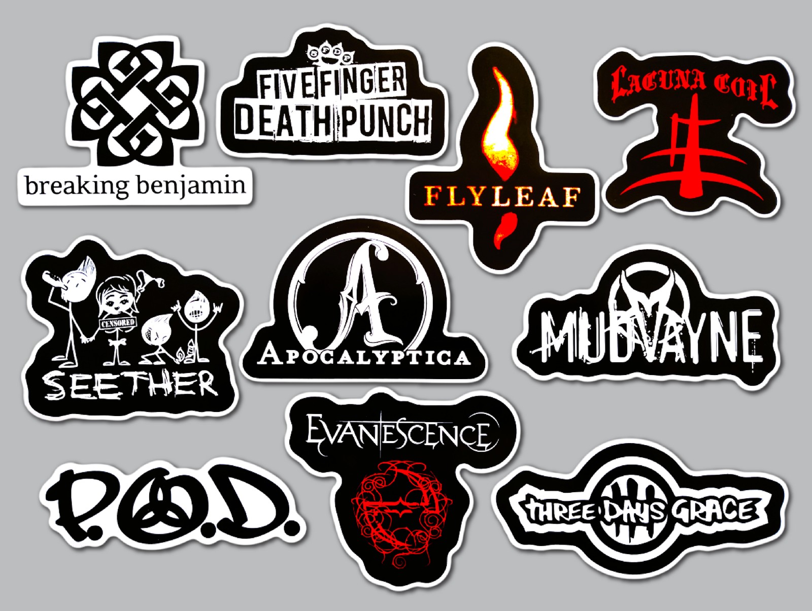 Nu Metal Vinyl Sticker Lot (10 Pack) SET 2 evanescence three day grace seether