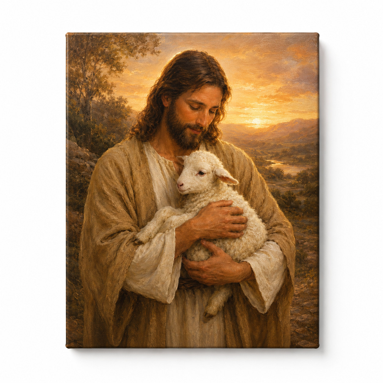 Jesus The Good Shepherd Canvas Wall Art Christian Religious Print Home Decor Gif