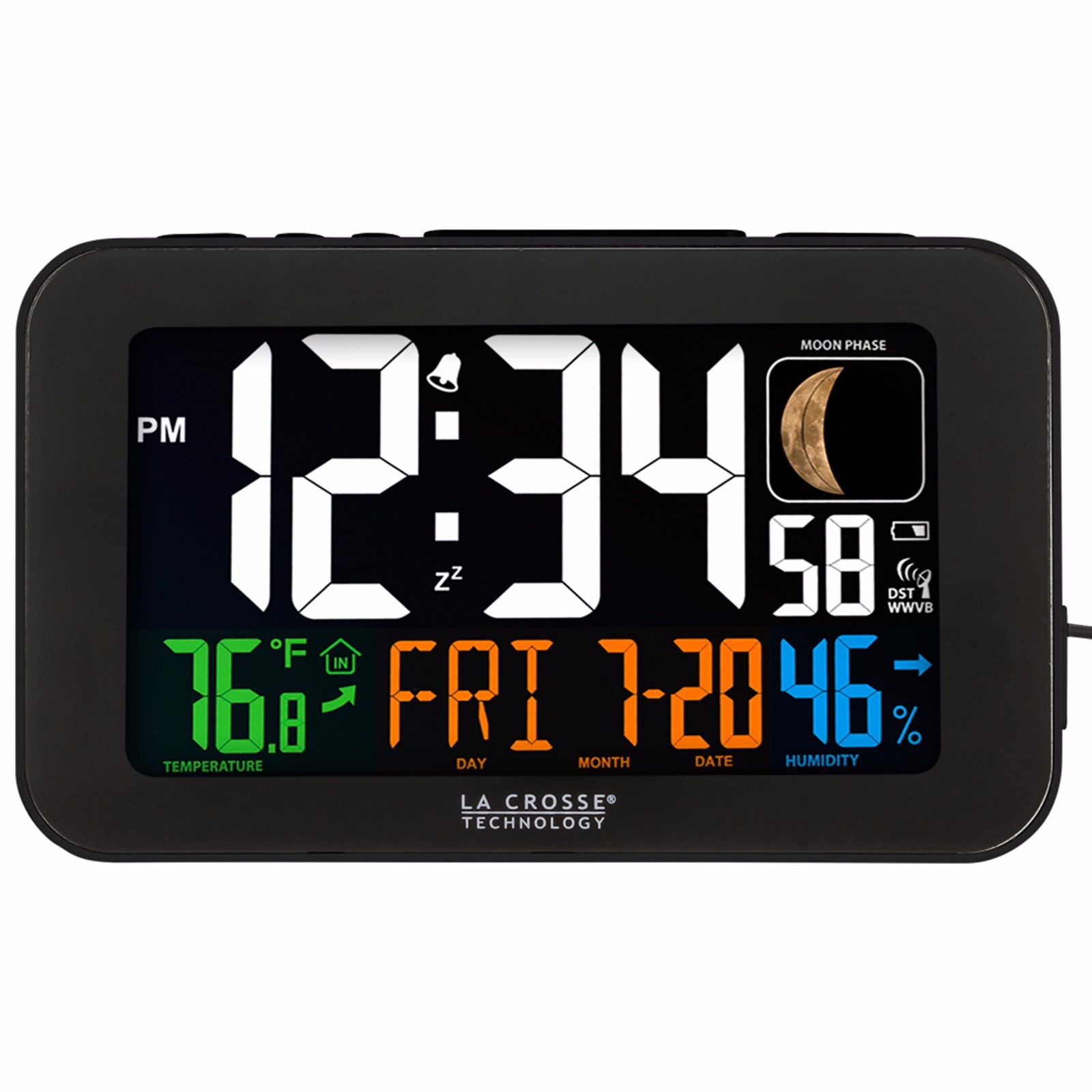 617-1485B La Crosse Technology Atomic Color Digital Alarm Clock USB – Open Box