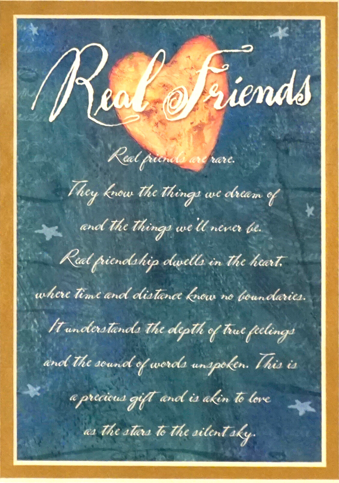 Framed Matted Print with Poem about Real Friends from Weston Gallery