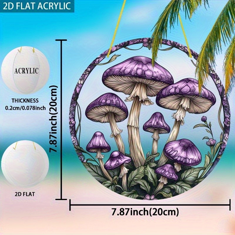 Bohemian Purple Mushroom Sun Catcher Acrylic Decor Home Decor