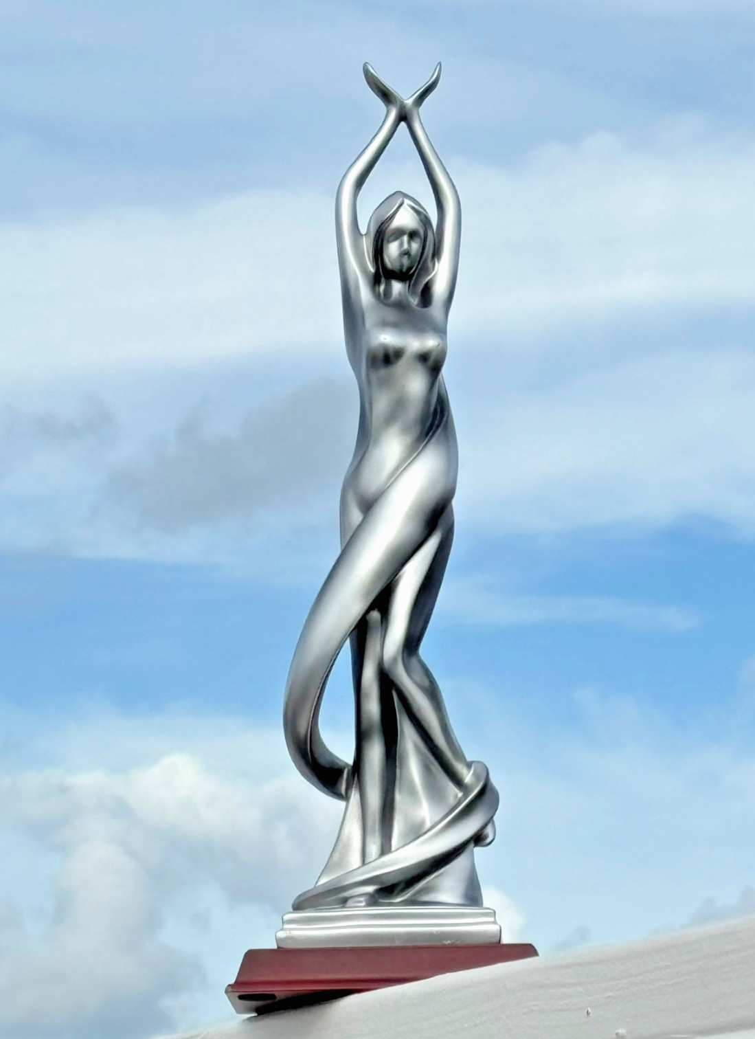 Yoga Sculpture Female Art Deco Silver Statue Modern Zen Decor Figurine Feminine