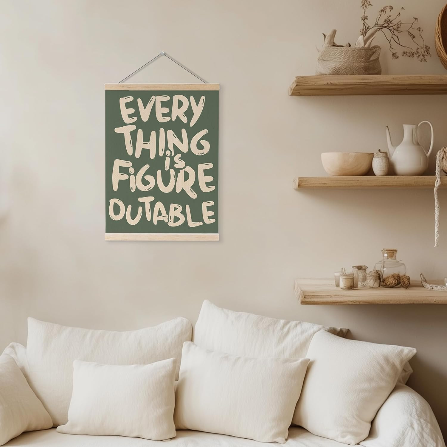 Everything Is Figureoutable Inspirational Wall Art Poster Hanger Frame, Positive