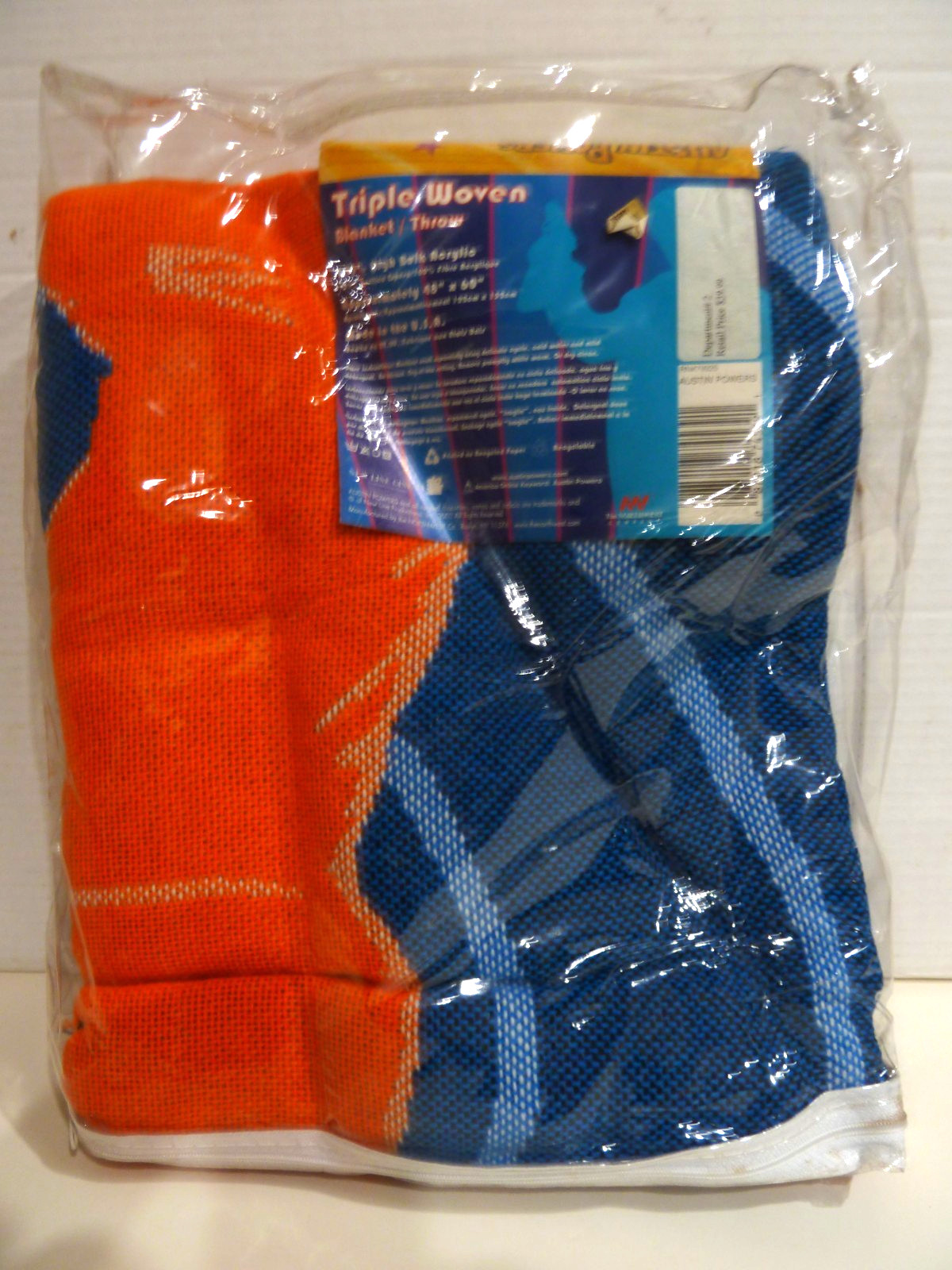Austin Powers Triple Woven Throw Blanket 48×60 Blue/Orange