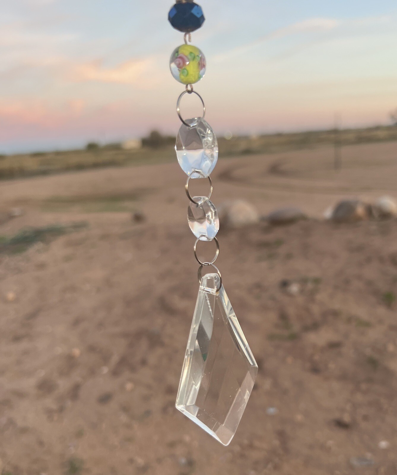 OOAK Starbucks Suncatcher Hanging Mobile Rainbow Swarovski Crystal Handmade