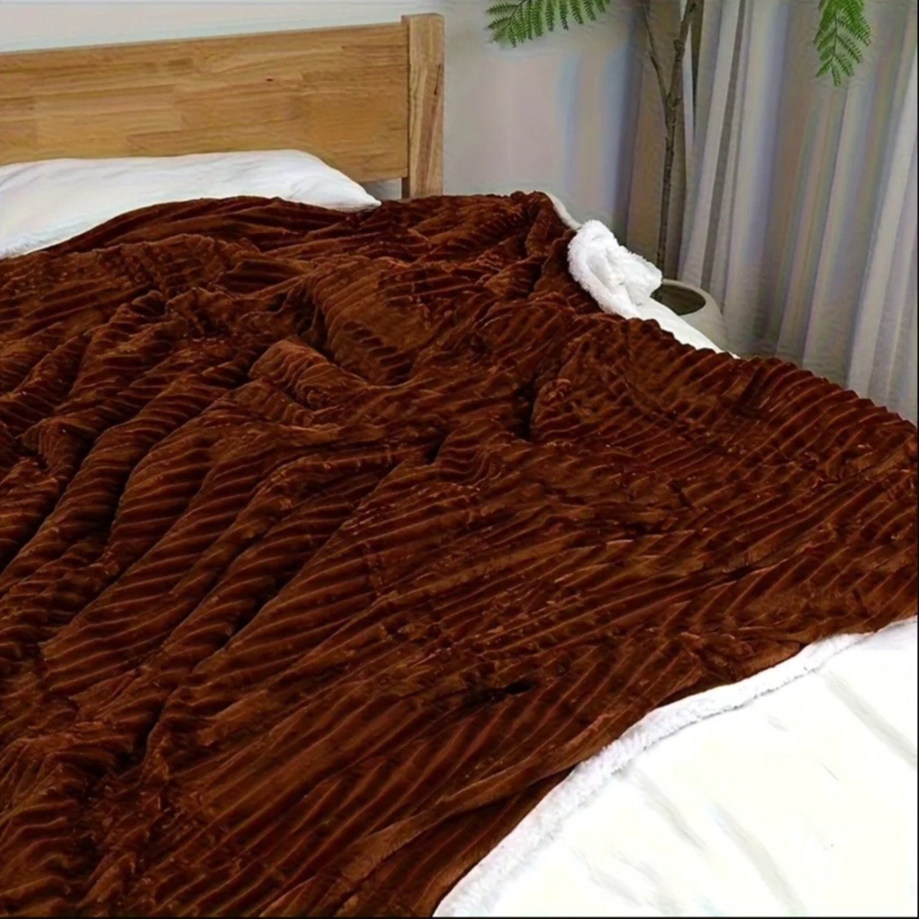 Striped Blanket 86×94 in Queen Size Polyester Machine Washable All Season