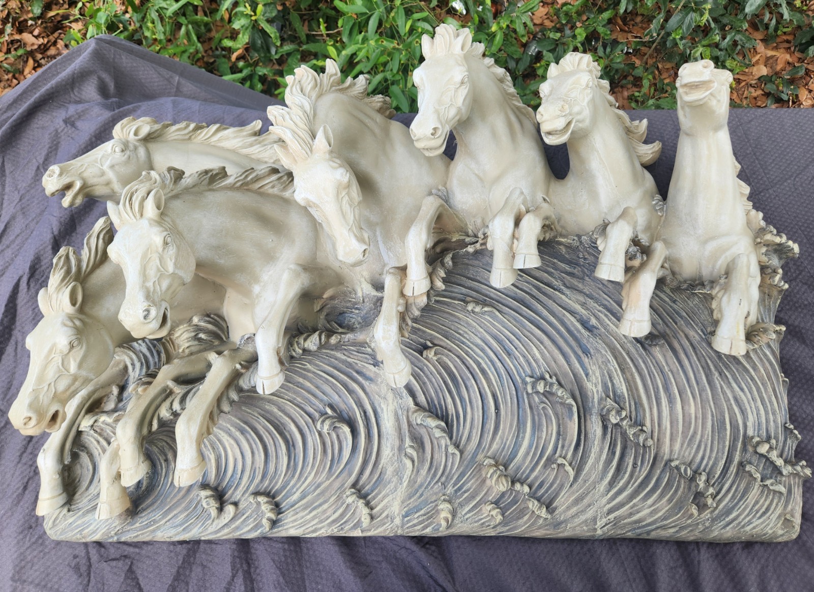 Rare Huge Stunning Toscano Neptunes Horses Wall Sculpture Nautical Decor Relief