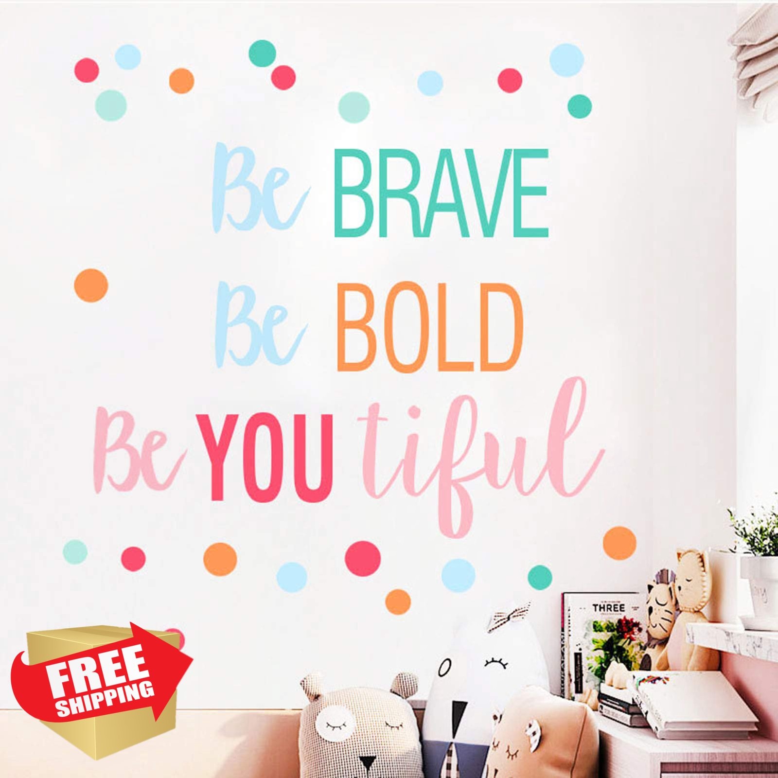 Inspirational Wall Decor Quotes for Boy Girl Room –Be Brave Be Bold Be You Ti…