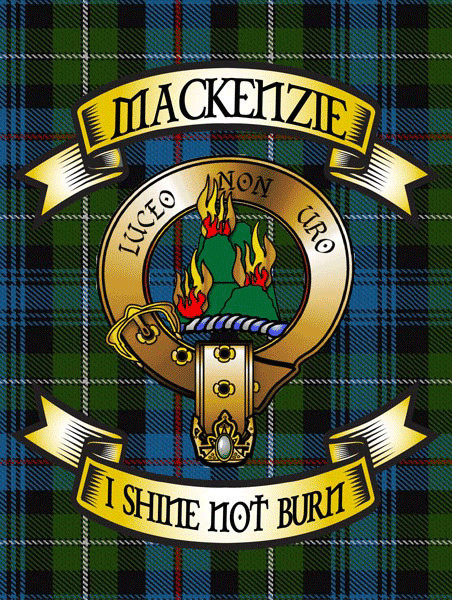 Mackenzie Tartan Metal Sign, Scottish Clan Plaid and Motto