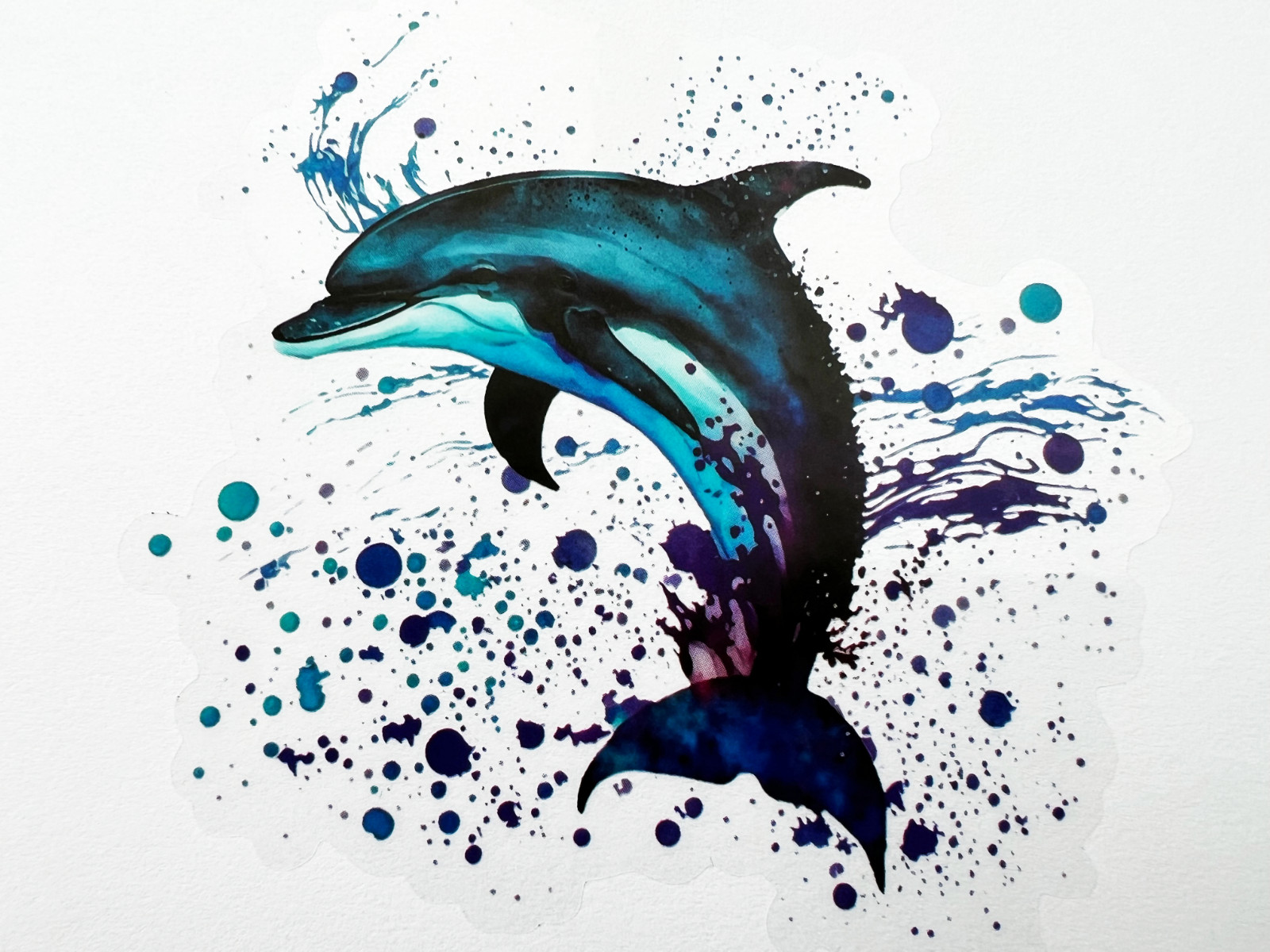 Colorful Dolphin 3 Inch Transparent Sticker Ocean Fishing Nature Decal