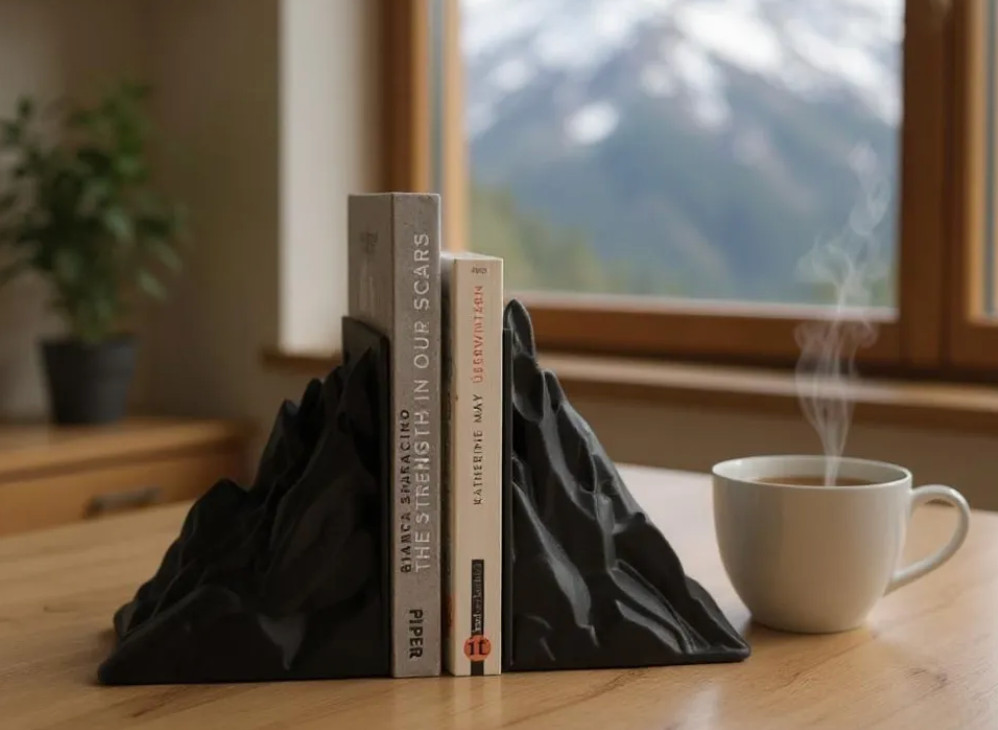 Stunning Minimalist Mountain Bookends Set