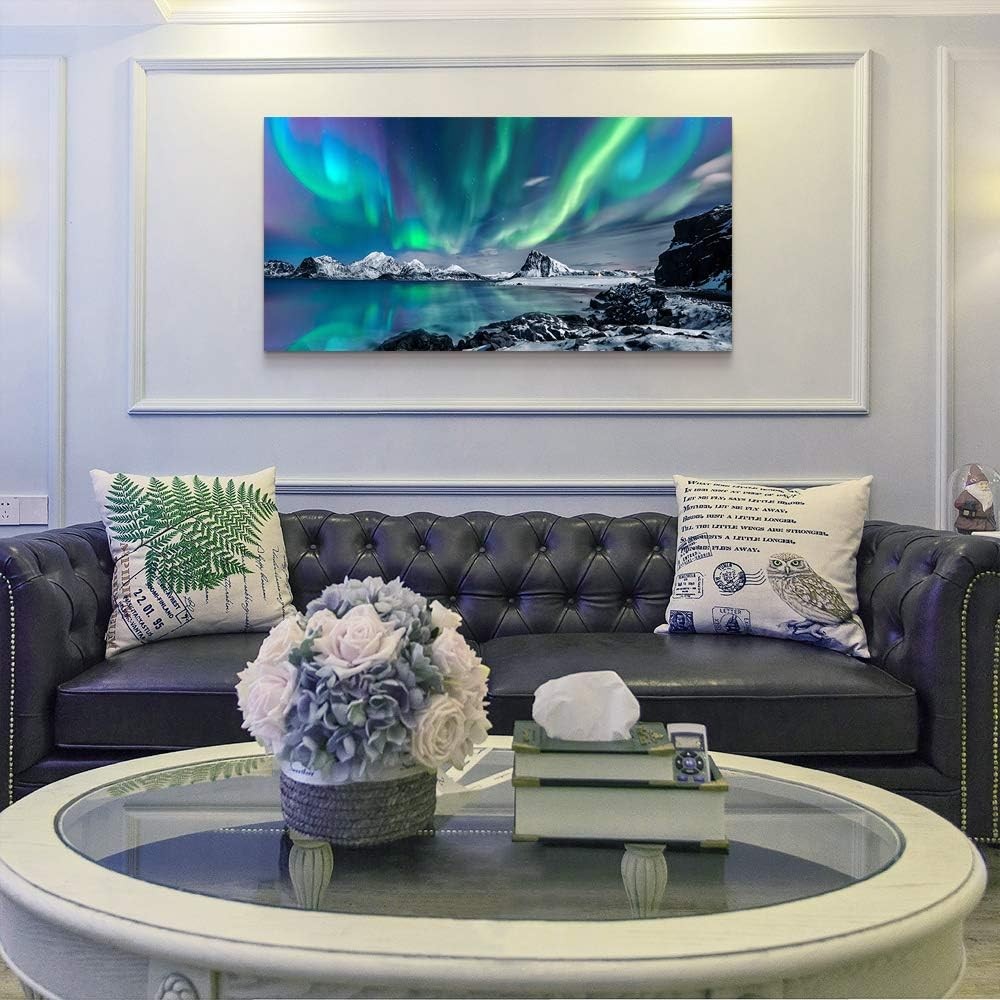 Blue Aurora Canvas Wall Art Framed 16×24