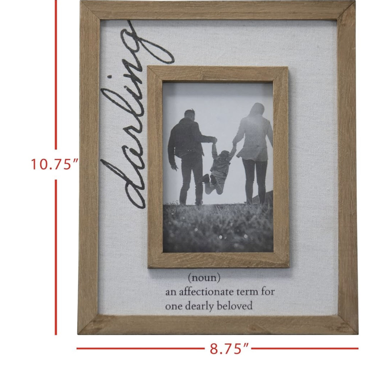 Foreside Home & Garden White Antique Canvas 4×6 Inch Darling Wood Decorative