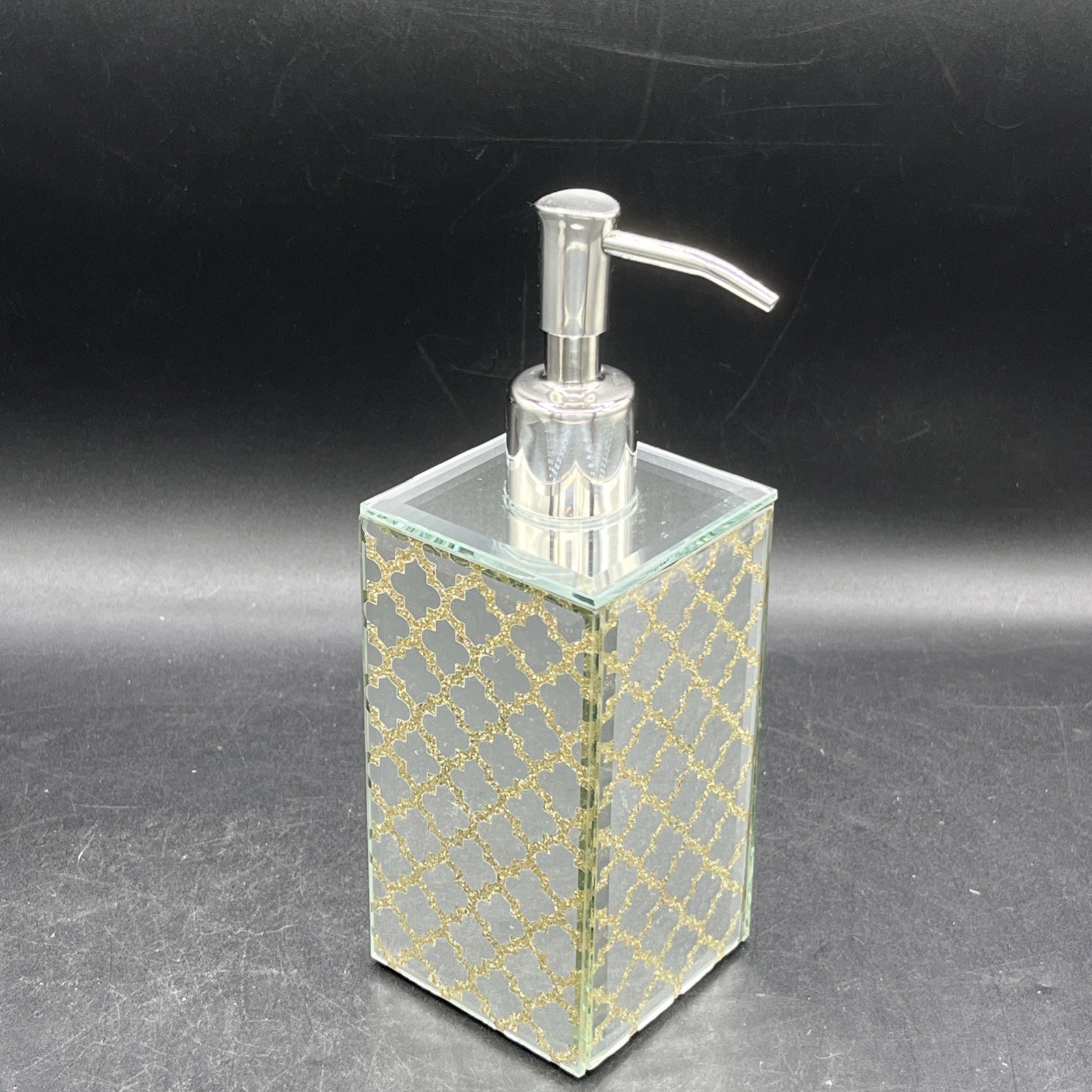 fitz & floyd trellis Pump soap Dispenser mirrored gold Sophisticated Glam