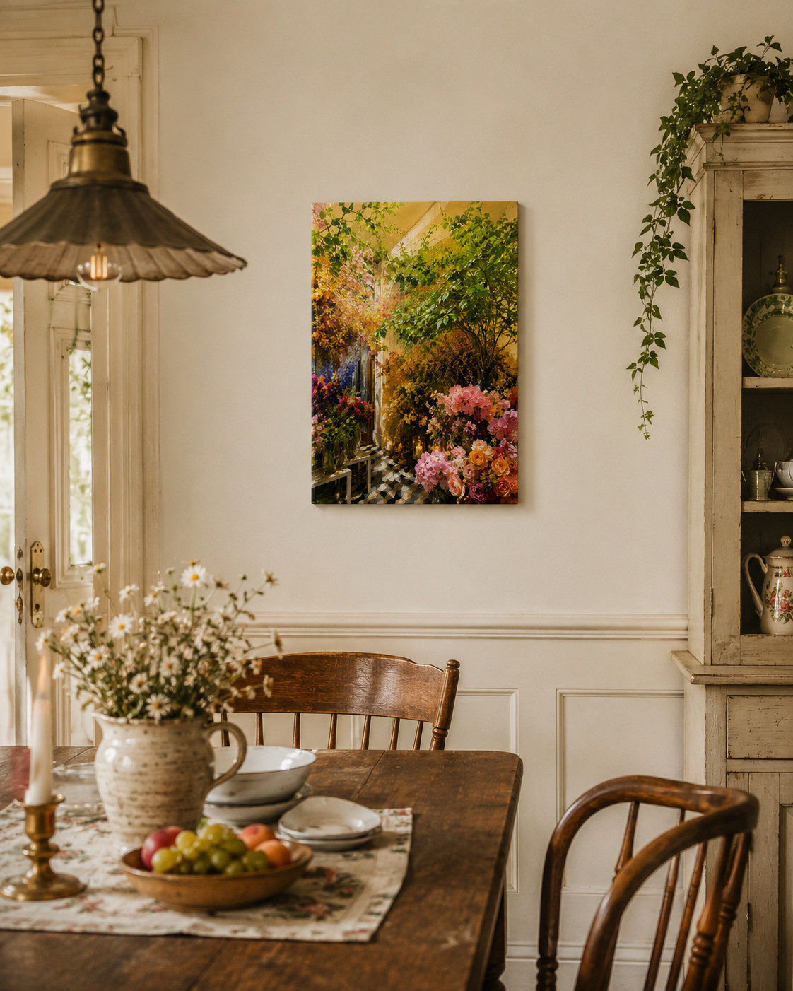 Wallvibe 16×24 Inch Vintage Flower Shop Canvas Wall Art, Painterly Floral Market
