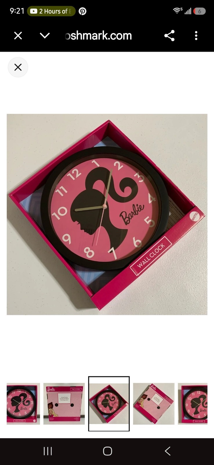 Mattel Barbie Pink & Black Round Analog Wall Clock, Arabic Numerals