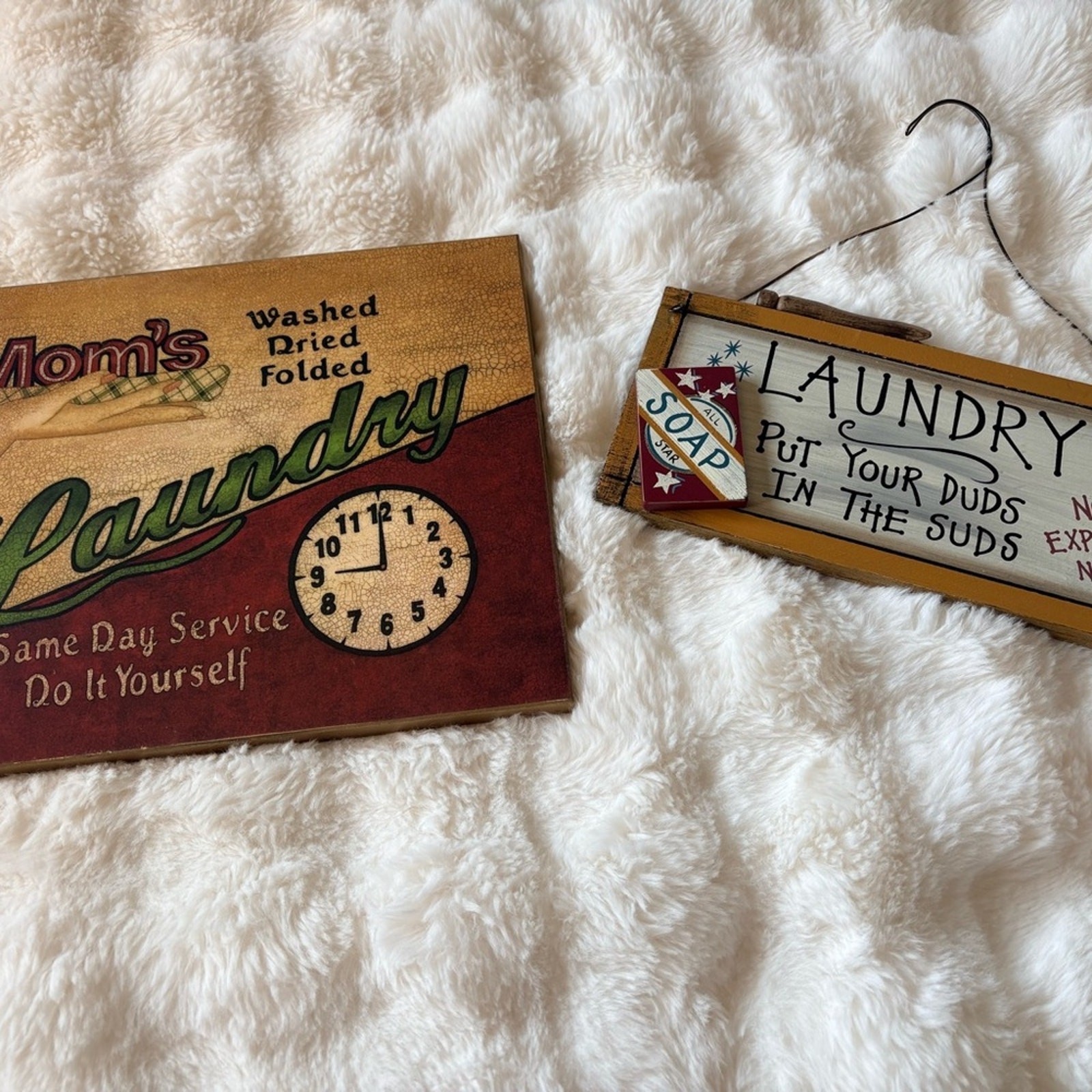 2pc Rustic Laundry Room Signs Bundle Mom’s Laundry + Put Your Duds in the Suds