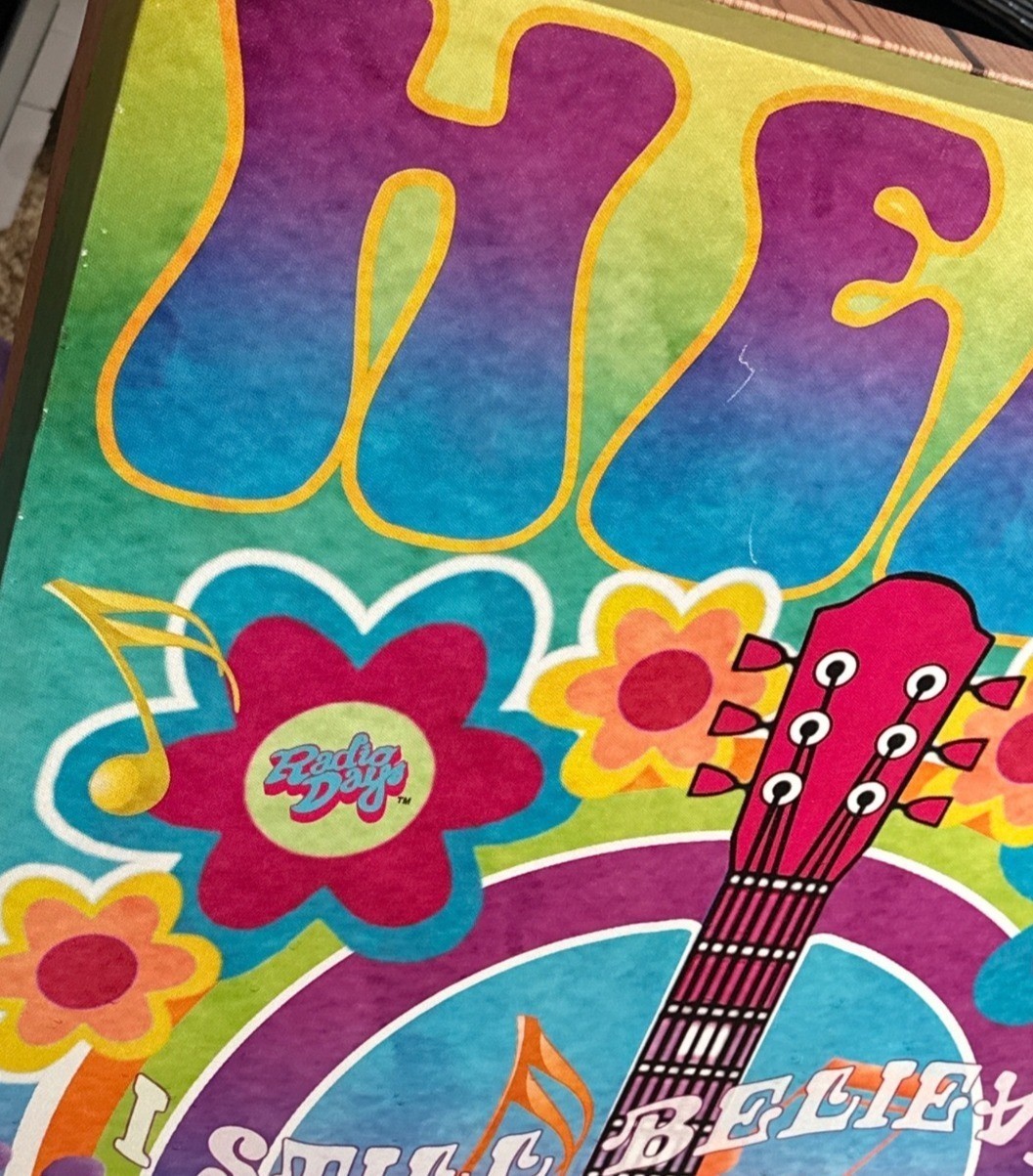VINTAGE 1985 Radio Days Brand Canvas Wall Print Decor 23”W x 30”H