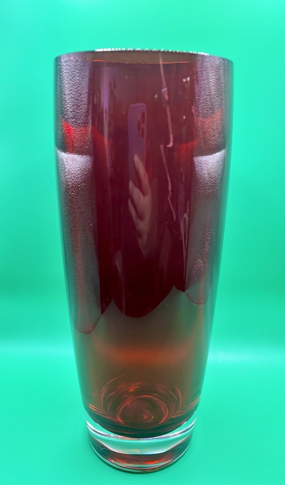 Vintage Red❤️Bohemian 24% Lead Crystal Vase Czech Republic Larger Beautiful