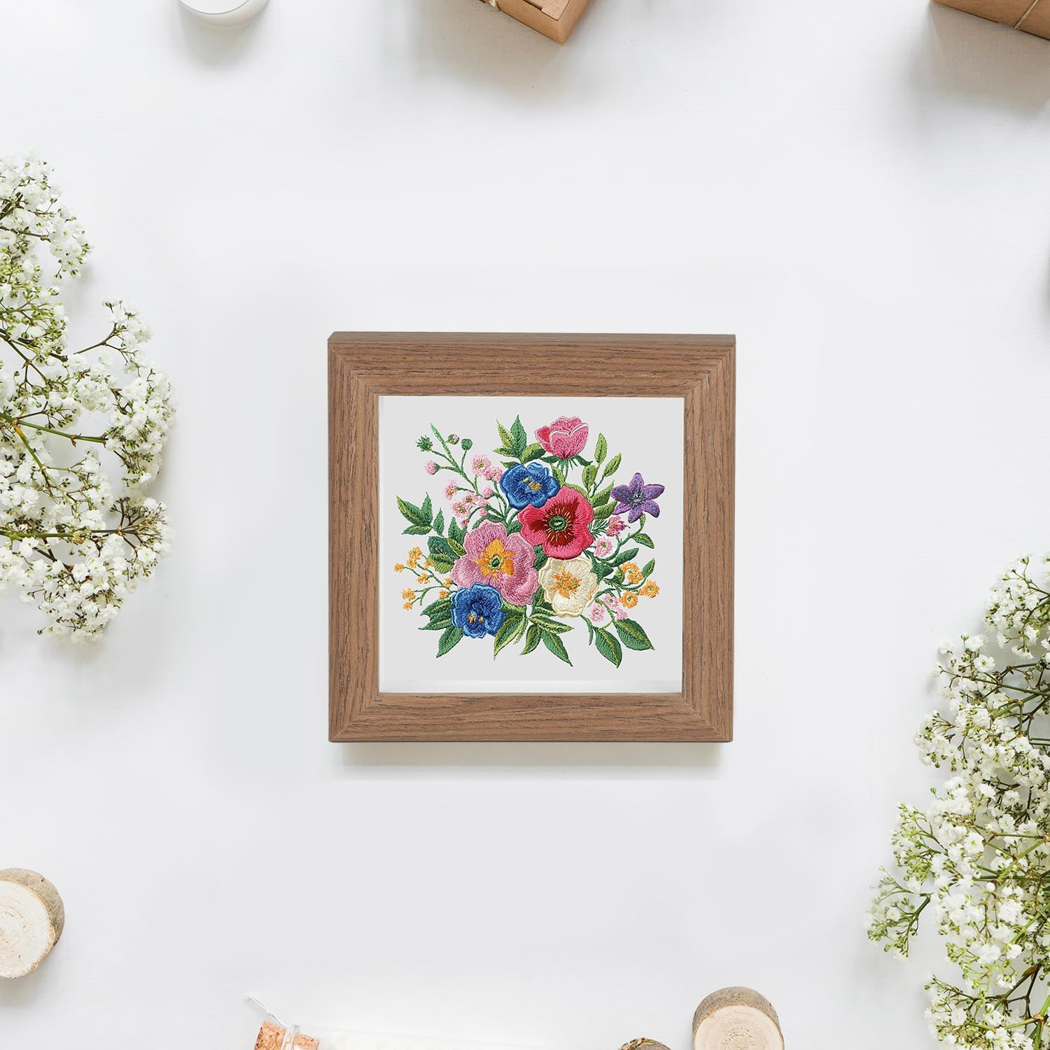 4X4 Picture Frames – Small Photo Frame for Tabletop Display, Brown Wooden Square