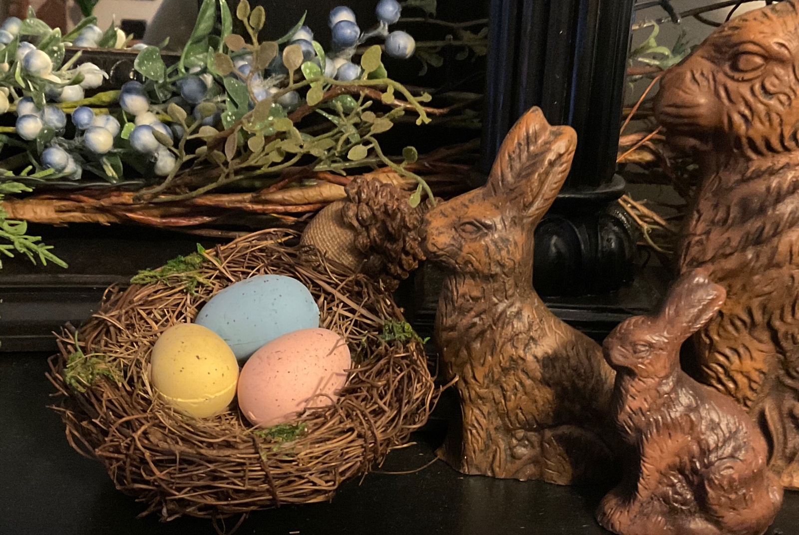 4 1/2” Spring Bird Nest Twig Nest Easter Eggs