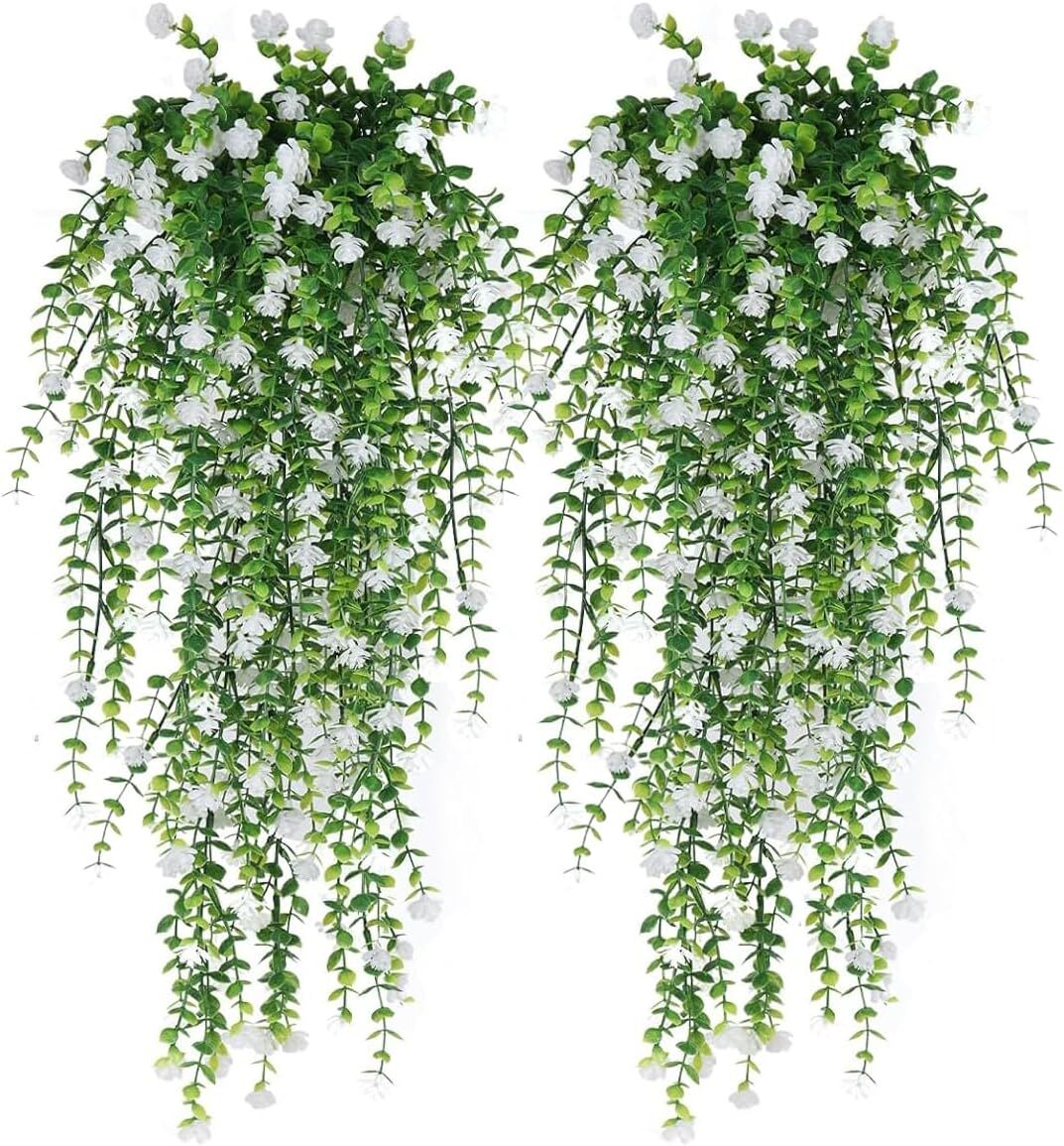 8pc Artificial Hanging Plant Fake Eucalyptus Leaf Vine Home Garden Outdoor Decor