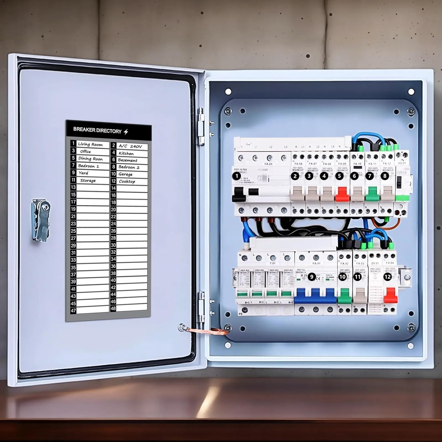 Electrical Panel Labels Kit – 48 Circuit Breaker Stickers, Premium Waterproof Ea