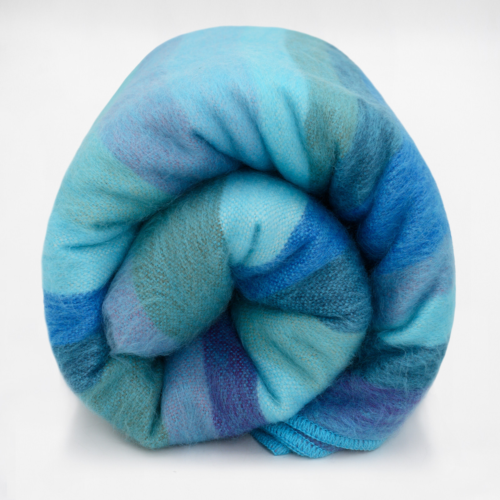 SOFT&WARM STRIPED ALPACA WOOL BLANKET 96″ x 68″ STRIPED TURQUOISE OCEAN HUES
