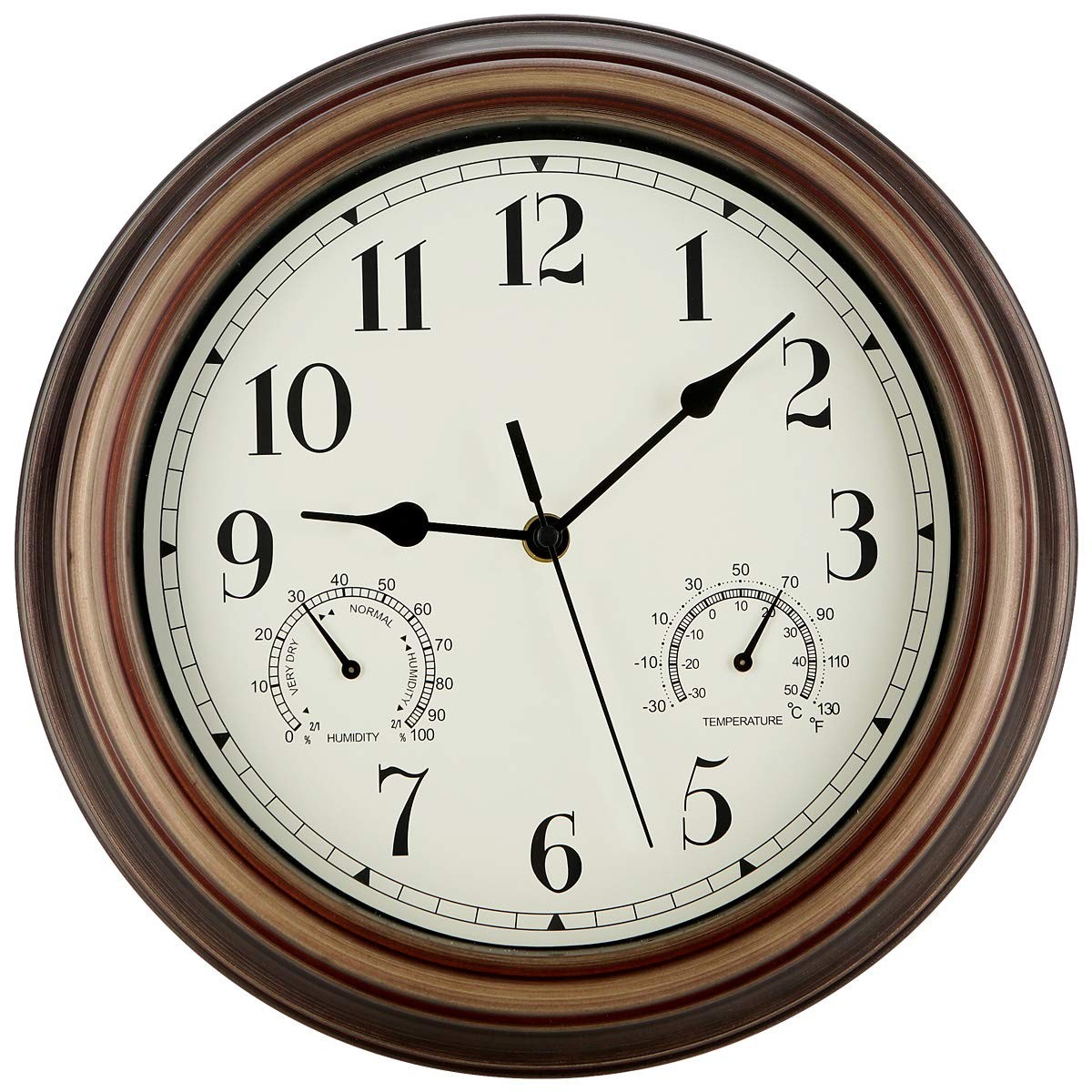 Rsobl 12 Inch Indoor Outdoor Wall Clock Waterproof with Temperature and Humid…