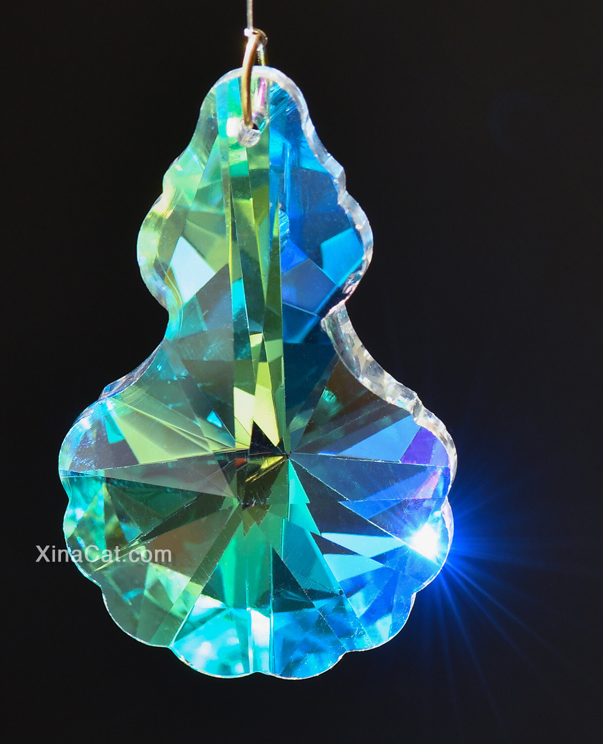 50mm Fancy Scalloped Fat Bottom w/ Clear AB Coating Crystal Prism Suncatcher 2″
