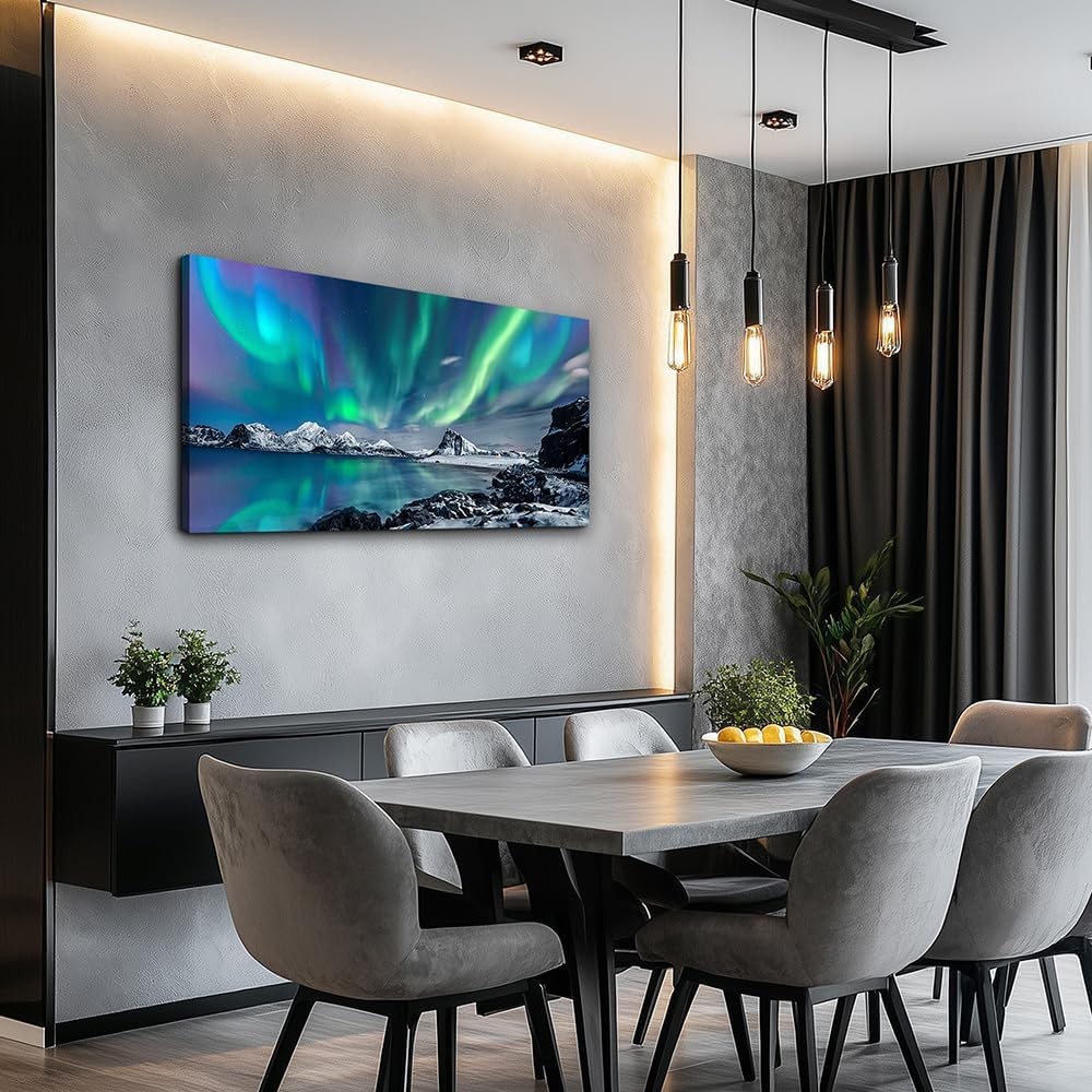 Blue Aurora Canvas Wall Art Framed 16×24