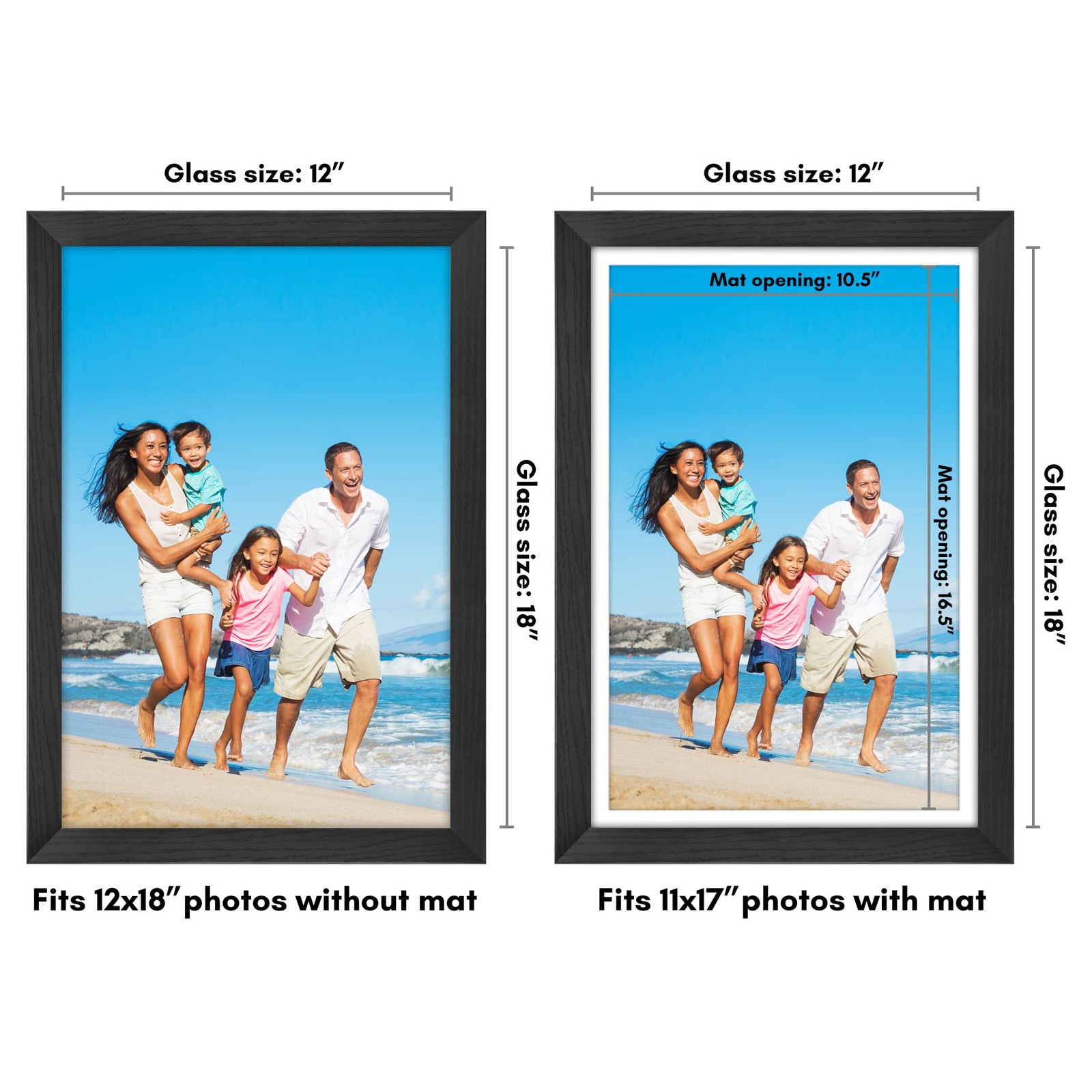 12×18 Poster Frame with ShatterResistant Glass Use as 11×17 Frame with Mat o…