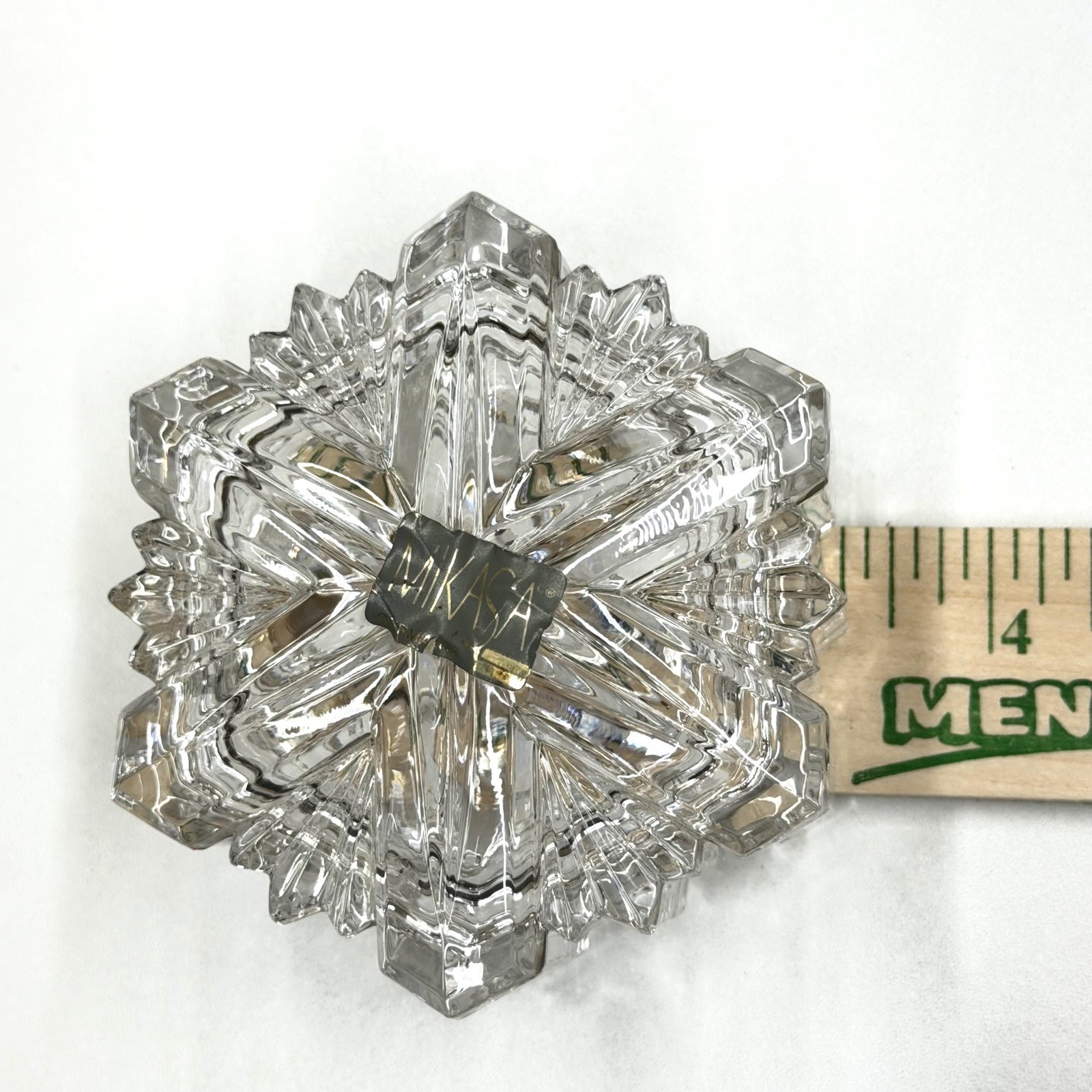 Crystal Snowflake Trinket Box Mikasa Starburst Lidded Jewelry Dish Germany 4in