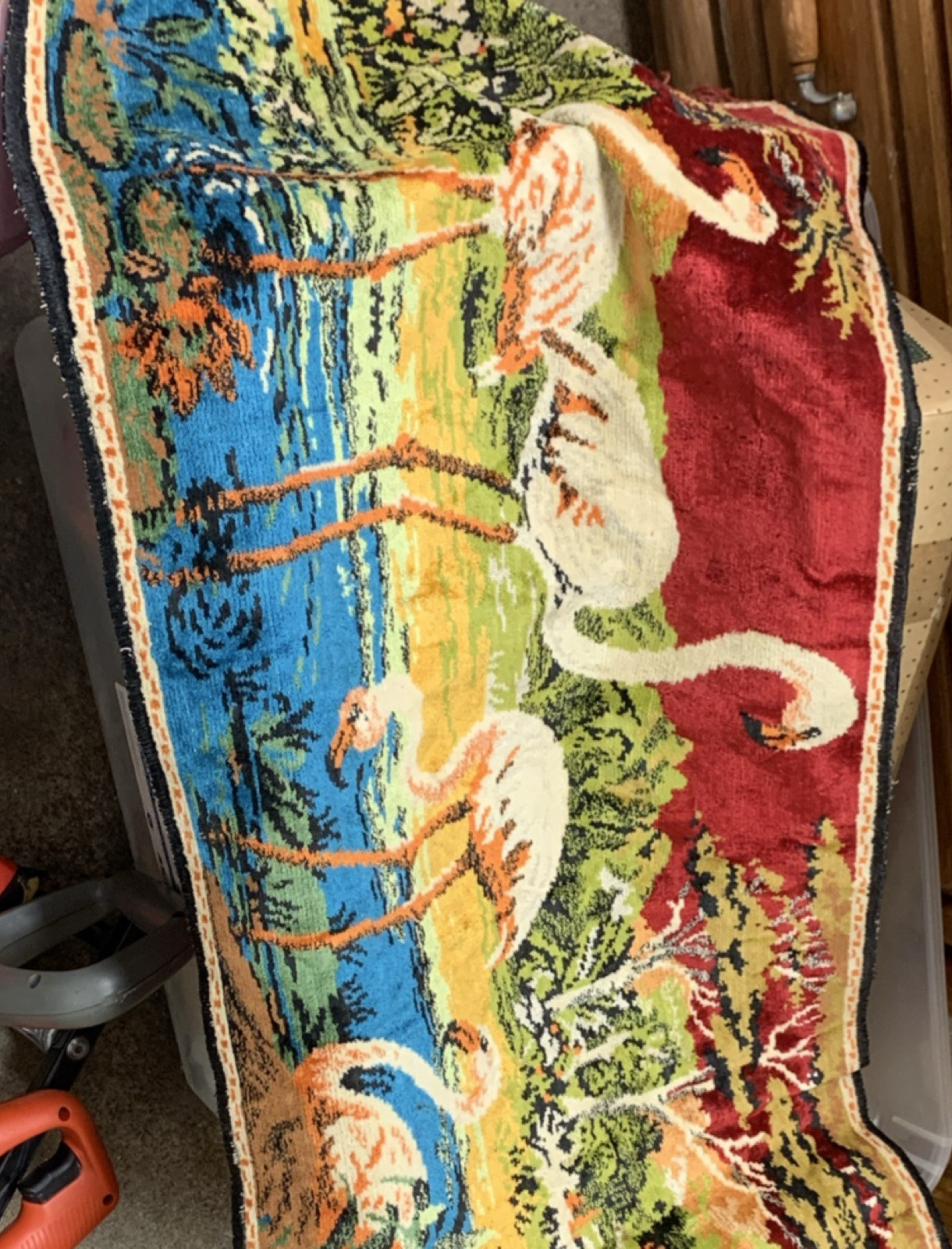 Flamingos Multicolor Wool Fringed Tapestry Wall Hanging Vertical Decor