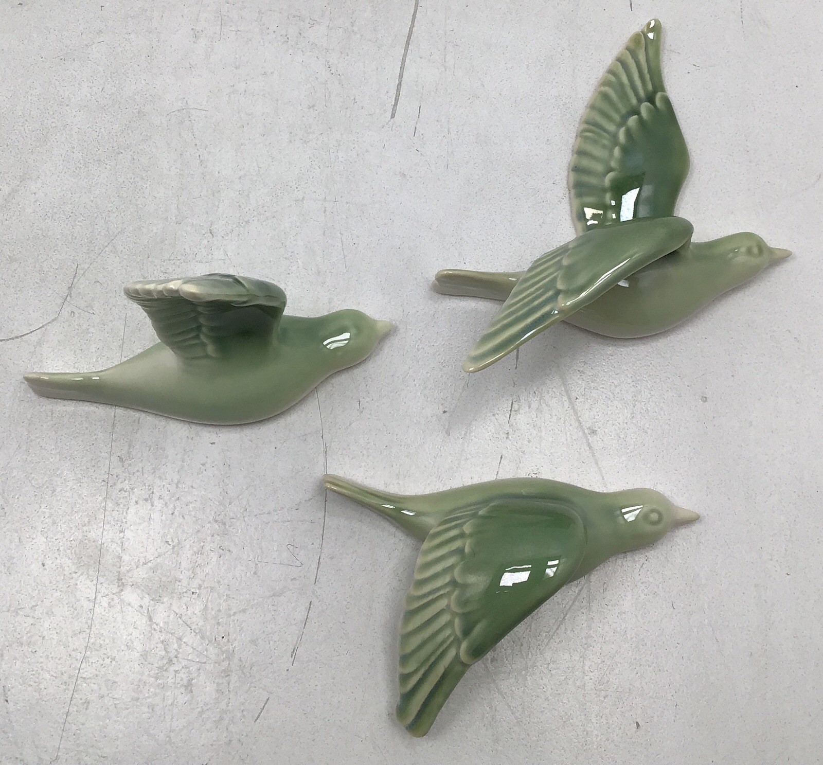 Viveterra Ceramic Birds Wall Art Set Of 5 – Green And White Gradient