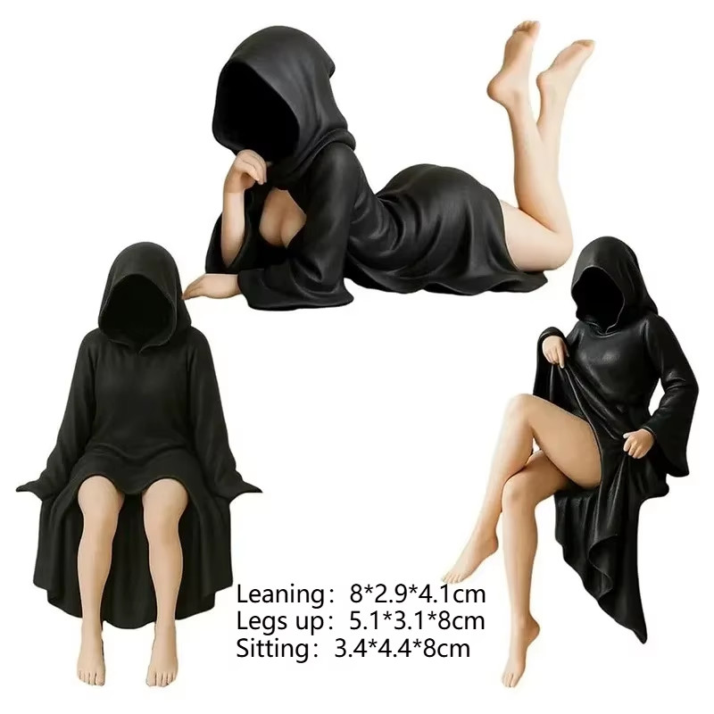 Gothic Queen Statue Black Robe Figure Desktop Bookshelf Decor Ornament Gift
