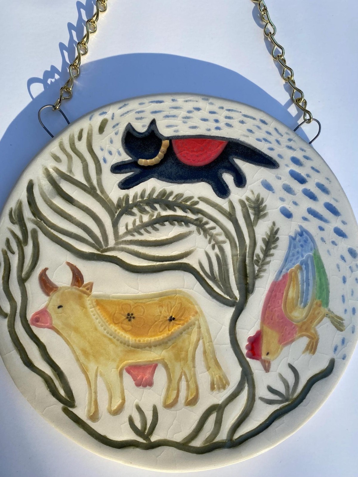 farmhouse round ceramic wall art