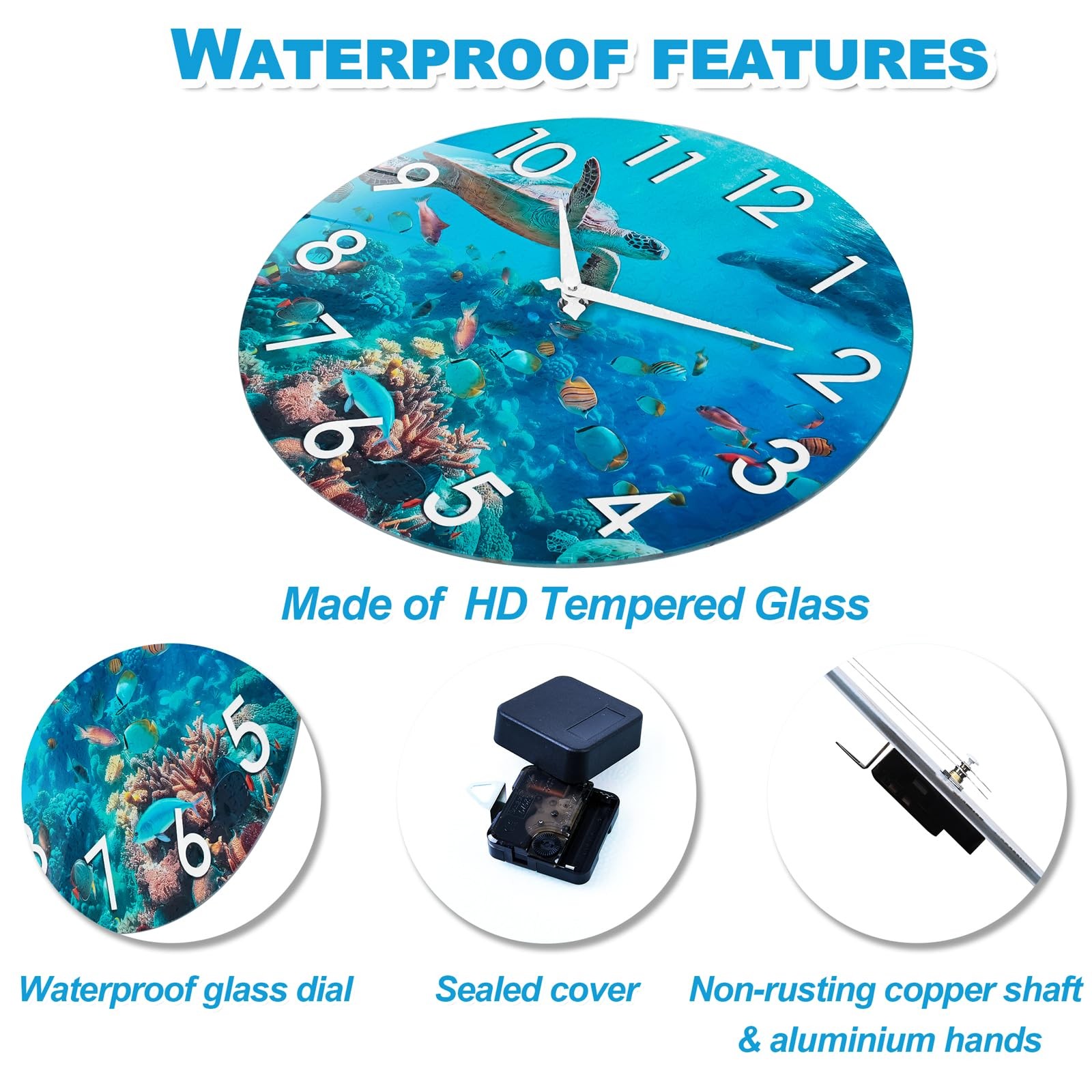 Outdoor Clock Waterproof – Nautical Ocean Decor Indoor Outdoor Wall Clocks for P
