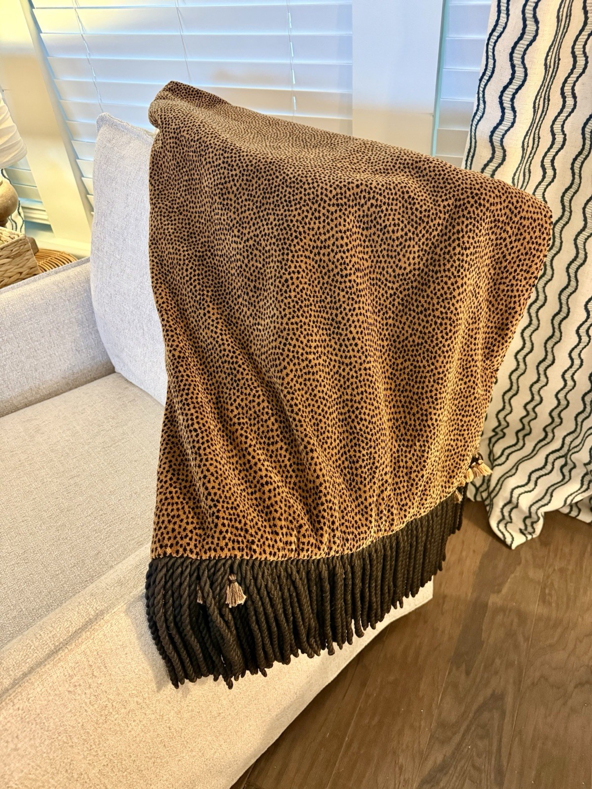 Vintage Reversible Velvet Fringe Throw Blanket Black Gold Tassel 39×70