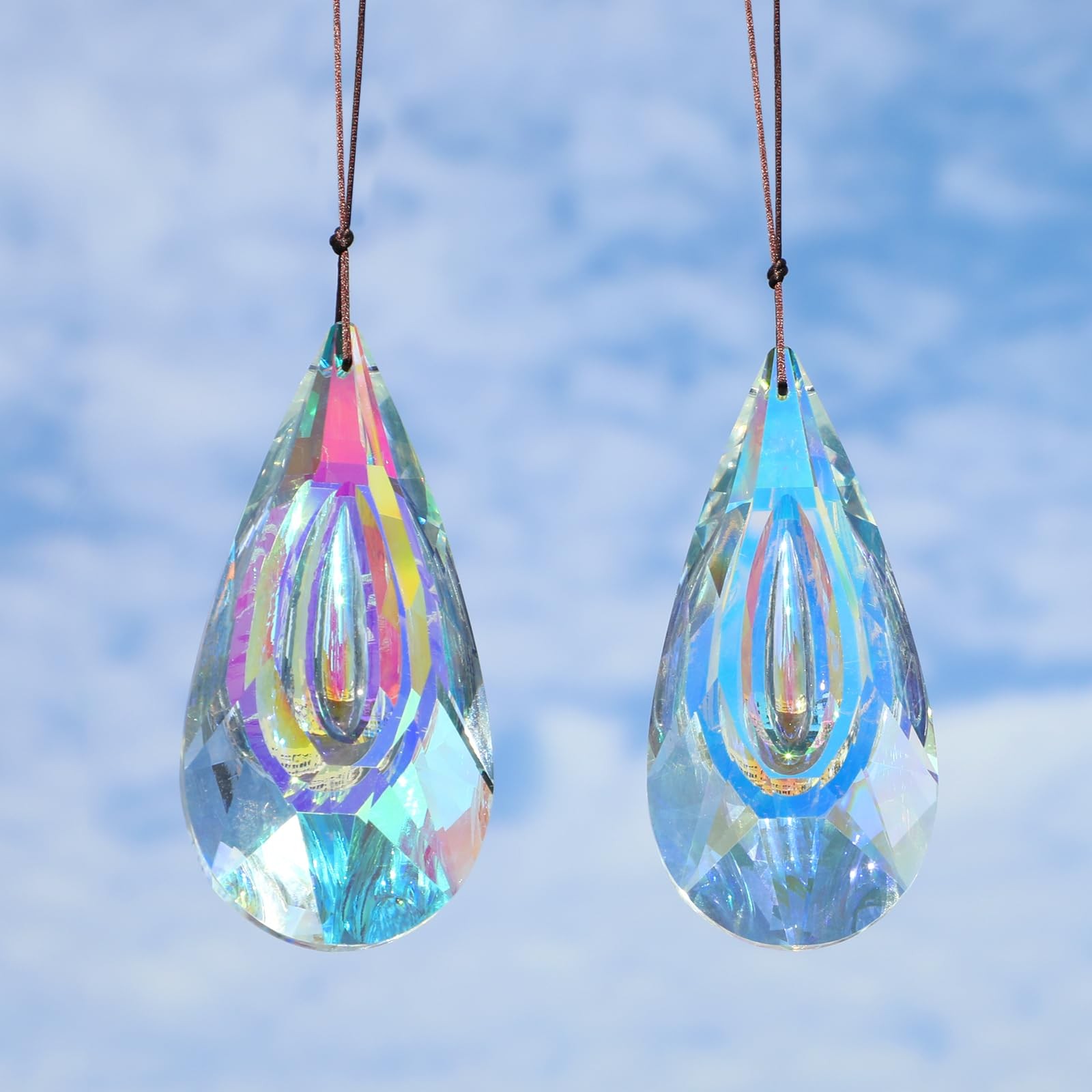 120mm Crystal Suncatcher 2 Pack Large Prism Sun Catchers Windows Hanging Orname