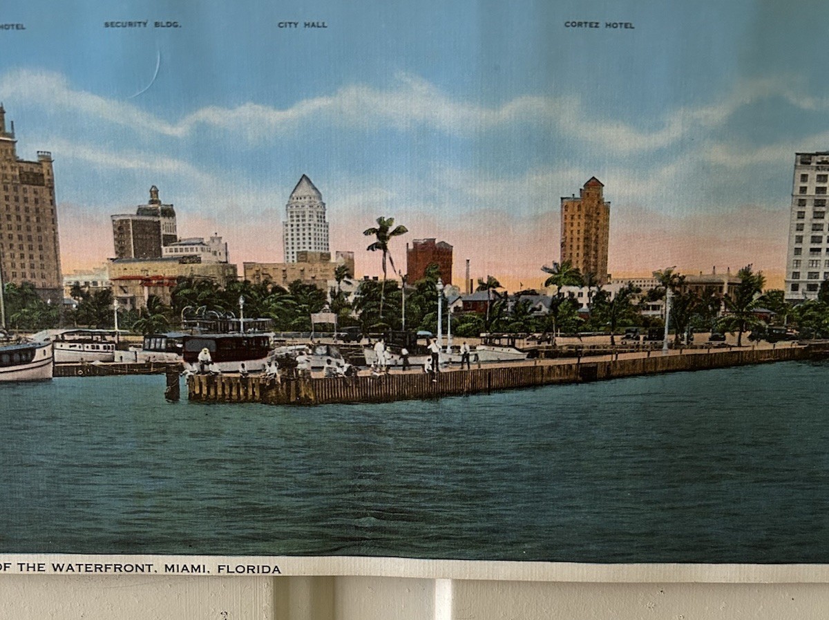Panoramic Picture Poster Waterfront Miami Florida Kropp Unframed Vtg 34.5×6.5