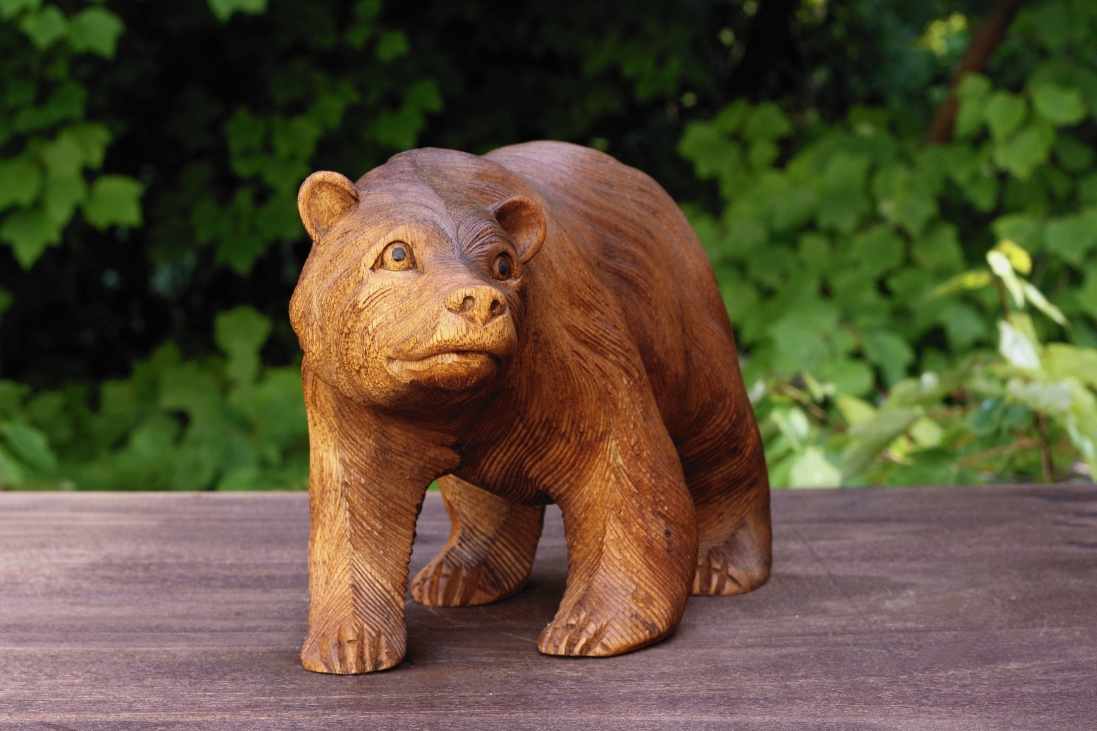 11″ Wooden Hand Carved Bear Statue Handmade Figurine Sculpture Lodge Cabin Wood
