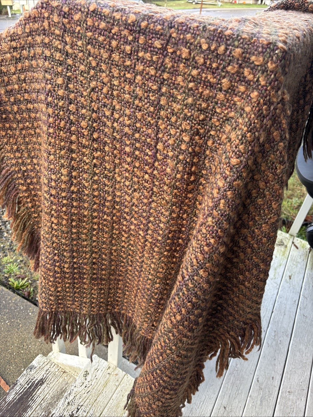 Kennebunk Throw Blanket Woven Multicolor Tassel Brown 60×40″