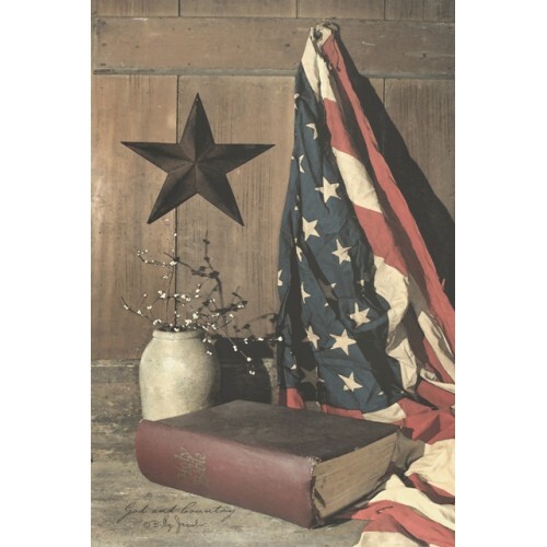 Billy Jacobs Canvas Print GOD AND COUNTRY 12″ w x18″h Patriotic Inspirational