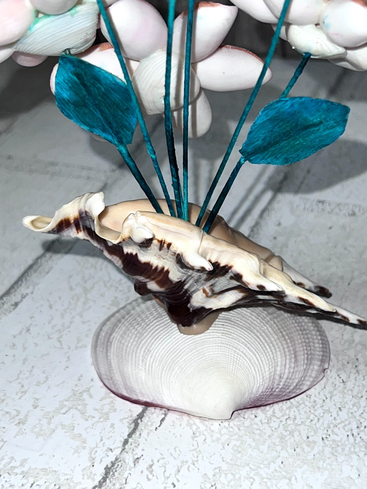Handcrafted Seashell Floral Arrangement 1960-1970 Philippines